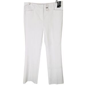 NEW NY and Co Dress Pants 10 Tall Long White Ponte Stretch Bootcut Signature Fit